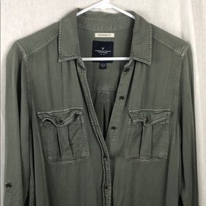 Olive green button up